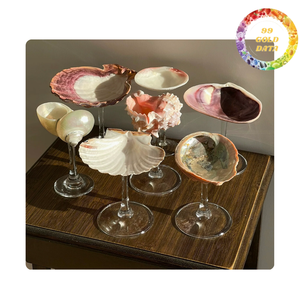 Real Seashell Cup on <b>Glass</b>/Metal Stand | Elegant Ocean Inspired Wine <b>Glass</b> - Product Image 1