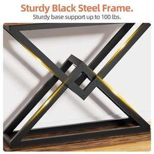 Table <span class=keywords><strong>console</strong></span> étroite industrielle, table de canapé en <span class=keywords><strong>bois</strong></span> brun rustique avec pieds en métal <span class=keywords><strong>noir</strong></span> pour entrée - Product Image 4