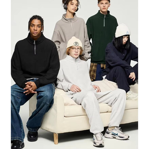 Sweat-shirt à col montant en molleton à fermeture éclair sur le côté pour homme, personnalisé, à manches longues, en coton, unisexe - Product Image 6