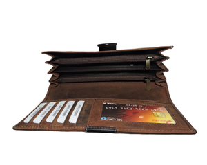 Portefeuille à fermeture éclair longue pour femme, porte-monnaie en cuir véritable avec blocage RFID - Product Image 5