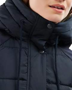 Veste longue matelassée pour femme en vert sarcelle personnalisée, veste d'hiver à capuche, rembourrage en polyester chaud, fermeture éclair, OEM personnalisé - Product Image 4