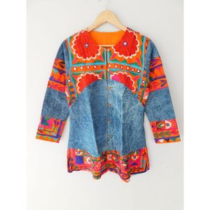 Adies-chaqueta vaquera de manga larga para mujer, abrigo colorido con estampado floral - Product Image 3