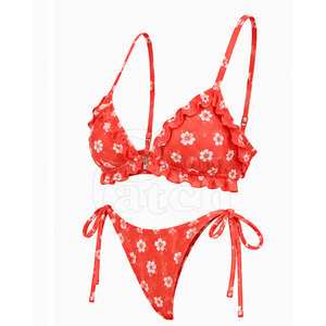 Trendy Women Two Piece <b>Bikini</b> <b>Set</b> Fashion Swimsuit High Leg Bottom Comfortable Stretch Material Poolside Beach Holiday Wear - Product Image 2