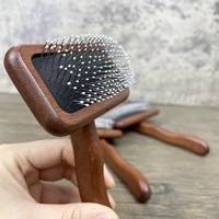Brosses à toilettage pour animaux en bambou avec démêloir, outils de feutrage à aiguilles à manche en bois, brosse à picots en acier inoxydable