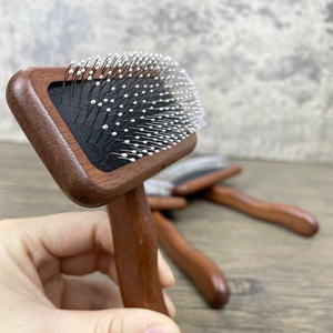 Spazzole in bambù per la toelettatura degli animali domestici con pettine districante e manico in legno, strumenti per infeltrimento con aghi, spazzola con punte in acciaio inossidabile - Product Image 2