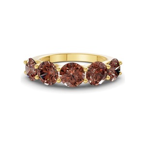 Anillo Redondo Pequeño de Diamantes Cultivados en Laboratorio, Color Morado, 0.50 Ct Tw, Oro Sólido de 14K, Claridad VS, 5 Diamantes, Brillo Delicado y Regal - Product Image 3