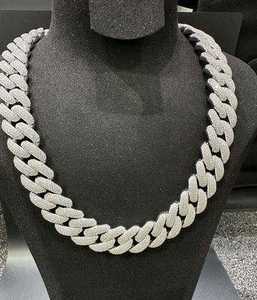 VVS Moissanite 925 Sterling <b>Silver</b> 18MM Cuban Link <b>Chain</b> 22 <b>inches</b> 14k White Gold Finished In Sterling <b>Silver</b> 925 - Product Image 1