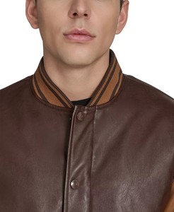 Veste universitaire en cuir de qualité supérieure, style vintage, vêtements d'hiver, logo personnalisé, veste bomber en cuir de baseball, OEM pour hommes - Product Image 5