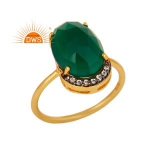 แหวนพลอยพลอยเทียมธรรมชาติชุบทอง18K สำหรับเป็นของขวัญสำหรับผู้หญิง - Product Image 1