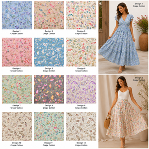 Tela Crepé de Algodón 100% Tejida, Ligera, Transpirable, Ecológica, Lisa, de Diseño Personalizado, para Vestidos de Verano - Product Image 2