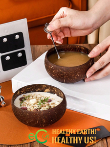 Nuevo producto de coco 2025 cuencos pequeños de cáscara de coco para comida de batido/cuencos de coco decorativos hechos a mano elegantes hechos en Vietnam - Product Image 6