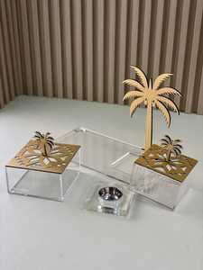 Premium Party Favor <b>Storage</b> for Ramadan Eid Lacquer Technics Food Safe Luxury Transparent Acrylic Dry Fruit Gift <b>Box</b> Gold Lid - Product Image 6