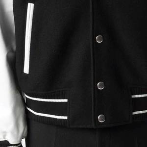 Blouson universitaire personnalisé pour homme en toile à col montant avec motif lettres, service OEM, haute couture, décontracté, coupe-vent pour l'extérieur - Product Image 5