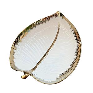 Produit à forte demande Fabricant de plats de service en aluminium à feuilles d'automne dorées de qualité supérieure et créative Vente en gros - Product Image 3