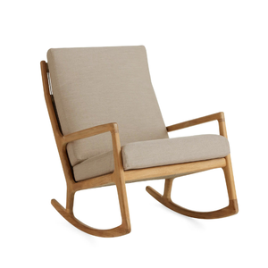 เก้าอี้โยกไม้สักสไตล์มินิมอลสำหรับระเบียงกลางแจ้งพร้อมเบาะรองนั่งนุ่มทนต่อสภาพอากาศ - Product Image 5