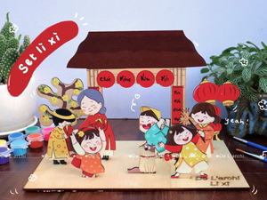 Ensemble de cadres photo en bois 3D sur le thème du Tet vietnamien, décorations pour la maison, cadeaux super tendance pour le Nouvel An 2024, Delarchi PS104 - Product Image 4