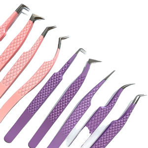 Pince à épiler d'extension de cils en acier inoxydable en forme de L personnalisée de haute qualité marque privée pour le volume fabriqué au Pakistan - Product Image 1