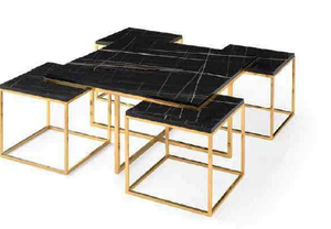 Ensemble de table basse imbriquée utilisé comme table centrale avec plusieurs pièces dans un cadre en métal de haute qualité avec pvd doré - Product Image 2