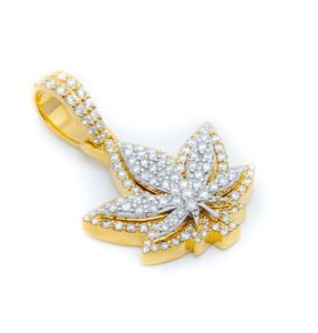 Colgante de Hoja Personalizado con Acabado en Oro Rosa de 14K, Corte Princesa, Moissanita, Estilo Hip Hop, Colgante de Diamantes para Hombre y Mujer - Product Image 3