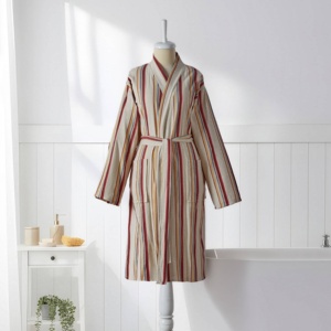 Peignoir turc en lin et coton rayé, style kimono - Product Image 3