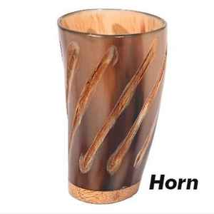 Ensemble de tasses en corne de buffle polie Finition naturelle sculptée Corne de boeuf Viking Tasses à boire Animal religieux nautique par artisanat en croissant - Product Image 2