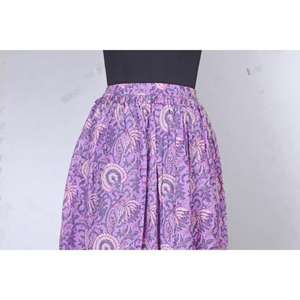 Vente en gros lot de jupes maxi en coton indien imprimées à la main imprimé de fleurs de bohème avec décoration d'arc de style coréen filles garçons - Product Image 6