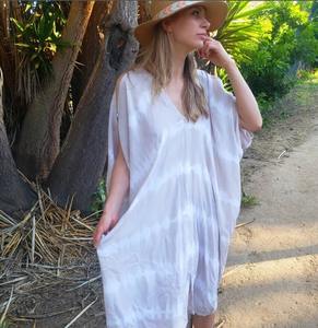 Handcrafted Cotton <b>Kaftan</b> for <b>Ladies</b> Lightweight Tie Dye Print High Waist Casual Relaxed Fit Lace Decoration Summer Style - Product Image 4