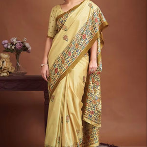 Sarees élégants en soie Dola pour femmes Sarees traditionnels légers et doux avec bordure Pallu Zari Wedding Festive Party Wears Sarees - Product Image 1