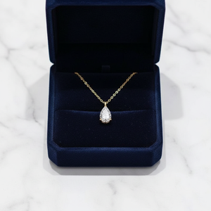 Trendy Teardrop 1.00CT Pear Cut Sterling <b>Silver</b> VVS Moissanite Pendant Link <b>Necklace</b> Women Custom Birthstone DIY Charm Wholesale - Product Image 1