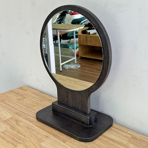 GNG007 Brown Wood Desktop Makeup <b>Mirror</b> 2x Magnification Single-Sided <b>Foldable</b> Cosmetic <b>Mirror</b> with Box Packaging - Product Image 2