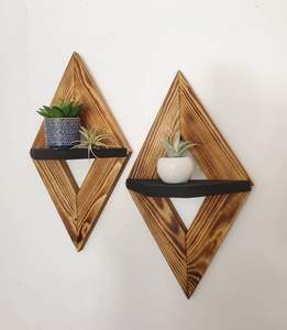 Estante de pared de madera tallada pulida, estante decorativo de animales náuticos para organización de almacenamiento en el hogar, hecho a mano Natural - Product Image 1