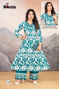 Presentamos el nuevo catálogo de rayón Liva impreso y bordado Work Top Daman Set para festivales Ropa India informal - Product Image 5