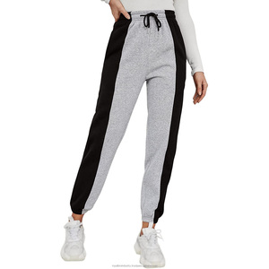 Haute qualité femmes décontracté Cargo survêtement Streetwear salon pantalons de survêtement dentelle Logo personnalisé imprimé bloc de couleur cordon empilé - Product Image 3