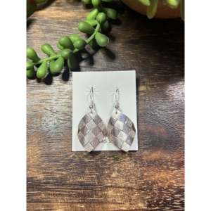 Navajo Handmade Sterling <b>Silver</b> Drop <b>Earrings</b> with Quartz <b>Pearl</b> Amethyst & Diamond Accents - Product Image 1