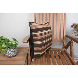 Oreiller Kilim en laine marron 18x18 pouces coussin à motifs moelleux de luxe tissé plume d'impression carrée Vintage pour la literie de noël - Product Image 2