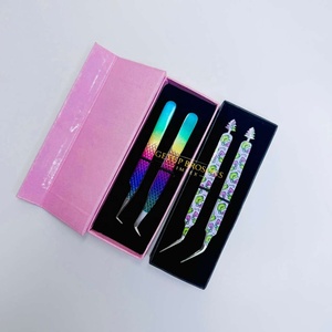 Pince à épiler pour cils GETUP BROSONS IMPEX de haute qualité en acier inoxydable, plusieurs couleurs, pointe lisse, poignée diamantée, antimagnétique - Product Image 4