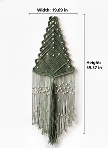 Decoración de Macramé con Forma de Árbol de Navidad Verde con Decoración de Cuentas para Exhibición Festiva en la Pared y Regalos Navideños al por Mayor desde India - Product Image 4