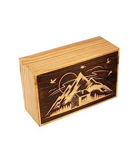 Handcrafted Mountain <b>Wooden</b> Cremation <b>Urns</b> <b>for</b> Human <b>Ashes</b> Adult Large - Tree of Life Funeral <b>Urn</b> Box (250 LB - Pinewood House) - Product Image 2