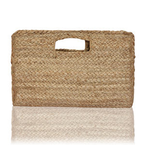 Sac fourre-tout en jute tissé avec poignée, panier de rangement ouvert portable, couleur naturelle, style minimaliste, utilisation toutes saisons - Product Image 1