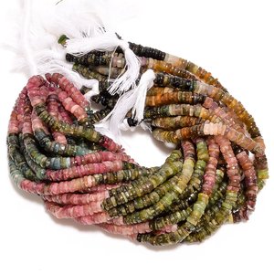 Multi Tourmaline Heishi Disque Spacer Beads Natural Gemstone Rondelle Wheel Beads for Jewelry Making Wholesale DIY Craft Supplies - Product Image 4