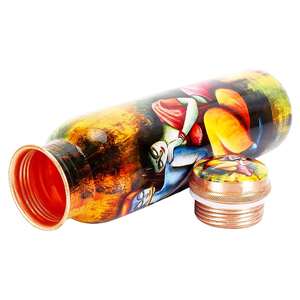 2025 gros personnalisé conçu cuivre bouteille d'eau couvercle tendance métal ayurvédique avantages sans joint imprimé cuivre bouteille d'eau - Product Image 6