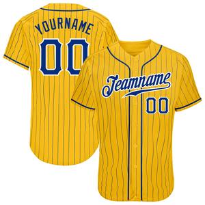 Direct Ommiz Industry Vêtements de sport authentiques Maillot de baseball authentique jaune Royal Pinstripe Royal-White personnalisé - Product Image 1