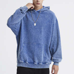 Streetwear personnalisé 450gsm français éponge poids lourd Boxy sweat à capuche court lavage à l'acide impression DTG en détresse sweat à capuche brodé - Product Image 6