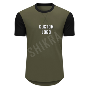 Men's Olive <b>Green</b> Short Sleeve O-Neck Regular Fit 100% Cotton Jersey Casual Streetwear T-Shirt Custom Logo Front Print - Product Image 1