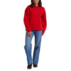 Sudadera con Capucha de Felpa Roja Sólida con Lavado Ácido Estilo Urbano OEM para Mujer - La Mejor Calidad al por Mayor - Product Image 5