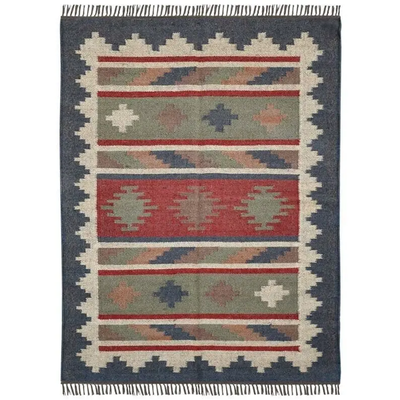 Handcrafted Wool And Jute Kilim Rug