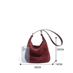 Nuevos bolsos de moda para mujer, bolsos de mano de cuero de vaca de ante genuino para mujer, bolsos de mano de cuero de ante Vintage para mujer - Product Image 4