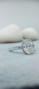 Bijoux fins ARGENT STERLING 14K Or Blanc Massif Ovale Diamant Bague de Fiançailles 3 CT Blanc VVS Naturel Ensemble De Mariage Bague - Product Image 3