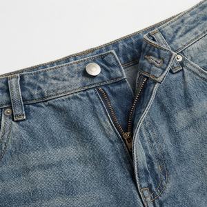 Pantalons décontractés pour femmes à taille haute, classiques, en jean droit, pantalons cargo, couleur personnalisée, coton respirant, streetwear - Product Image 4