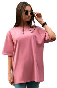 Camiseta de mujer de estilo callejero de alta calidad 100% algodón respetuoso con el medio ambiente Anti-Pilling mangas de murciélago ajuste suelto de talla grande - Product Image 4